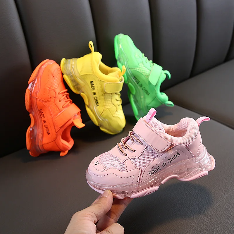 

Children's shoes 2019 autumn new arrive classic style crystal bottom candy color mesh breathable sports shoes