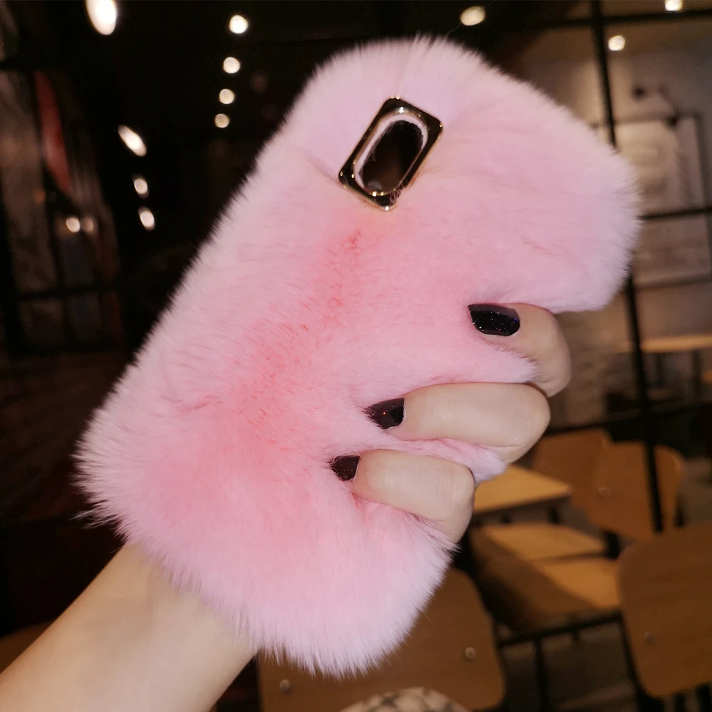 For iphone XS max Luxury warm Case, Soft Plush Fluffy back Case For