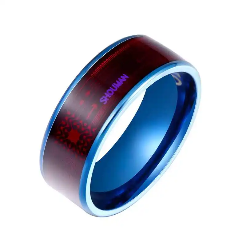 SHAYU Mode Mannen Ring Magie Slijtage NFC Smart Ring Vinger Digitale Ring Voor Android Telefoons Met Functionele Paar Rvs Ring Color : F, Size : 11 