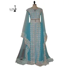 Marokkanischen Kaftan Arabischen V-ausschnitt Eine Linie Bodenlangen Long Sleeve Applizierte mit Spitze Abendkleider Dubai Muslimischen abayas 2017