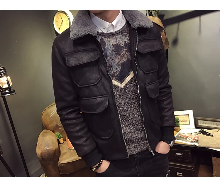 Chaqueta Invierno Hombre зимняя мужская пуховая модная зимняя куртка-бомбер с воротником из овечьей шерсти, черное, зеленое Стеганое пальто, приталенное M-3XL