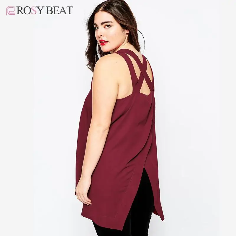 Chiffon Sexy Tank Tops Camis Women Plus Size Hollow Out