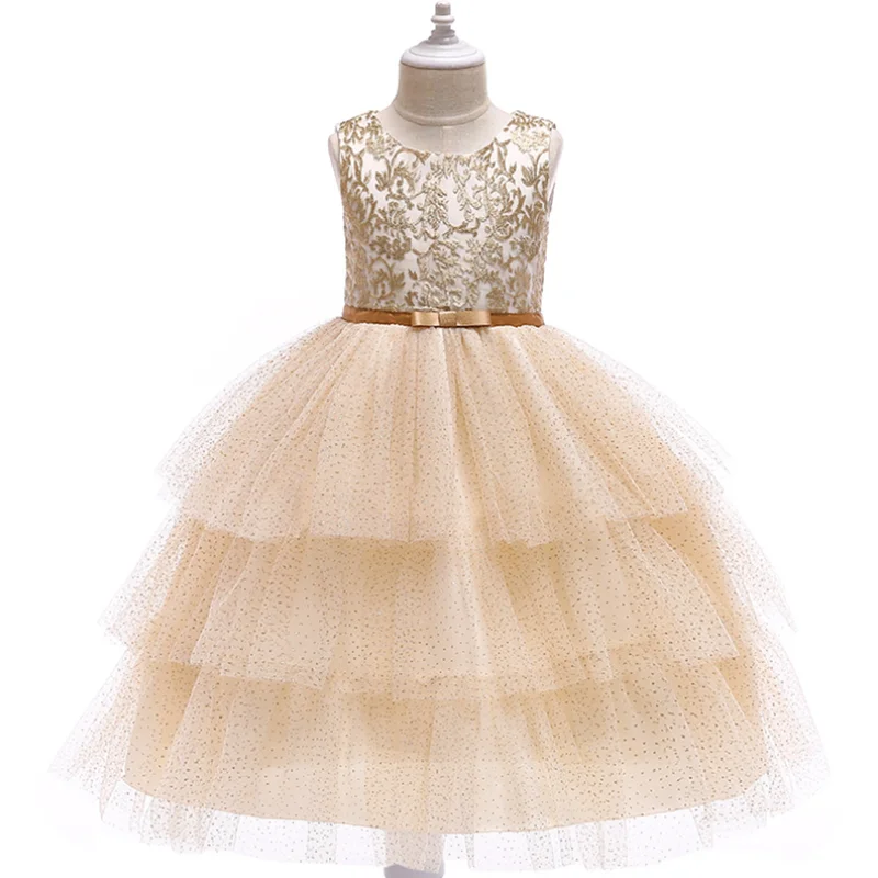 

2019 Girls Dresses Mesh Cake Dresses Girls Europe and The United States Explosions Holiday Dress Flower Girl Dress