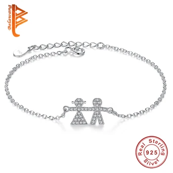 

BELAWANG New Mom Daughter Bracelet 925 Sterling Silver Link Chain Bracelets For Women Children Boy Girl Charm Bangles&Bangles