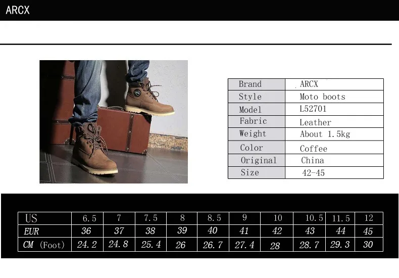 ARCX/кожаная обувь в байкерском стиле; ботинки для отдыха с защитой; мужские ботинки из коровьей кожи и замши; повседневные ботинки для поездок на мотоцикле