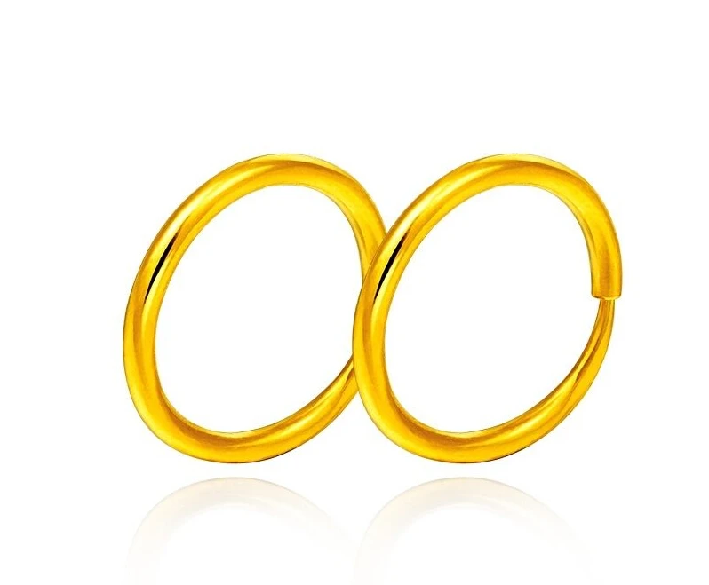 24 К желтого золота Серьги Для женщин маленький круг Серьги-кольца