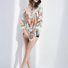 Летнее пляжное платье Для женщин Плавание Ленточки пляжные пляжное платье-туника платье V длинное платье с открытой спиной, Vestidos, сексуальные женские платья Q127