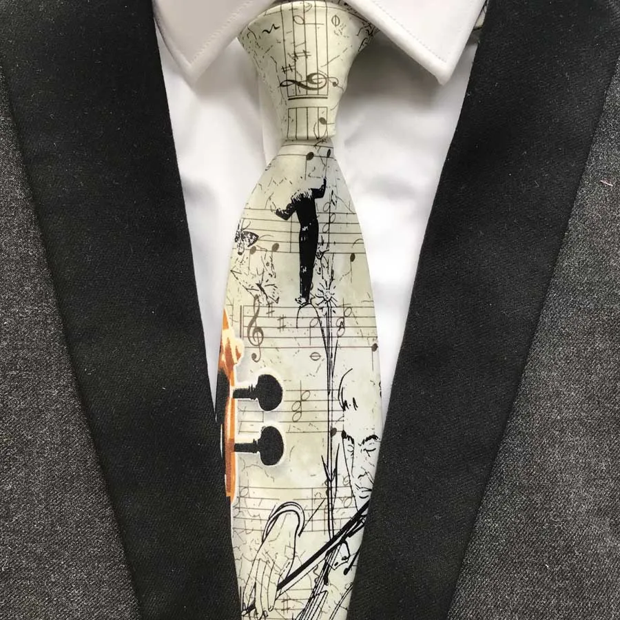 

Unique Designer Men's Musical Pattern Necktie Classical Music Ties for Concert Party