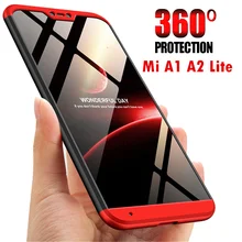 Capa 360 de luxo com proteção de corpo inteiro, à prova de choque, capa de celular para xiaomi mi a2 lite, vidro temperado mi a1 a2