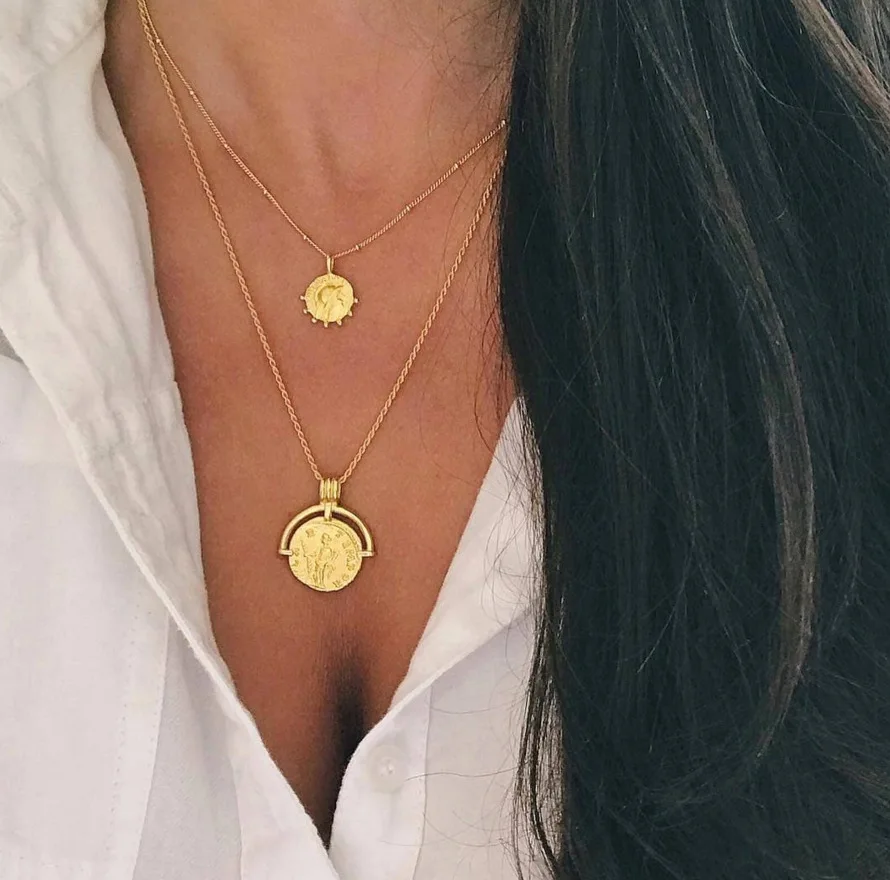 

Vercret 925 Sterling Sliver Necklace Roman Coin Pendant Necklaces For Women Vintage Necklace For Jewelry Party Gift Dropshipping