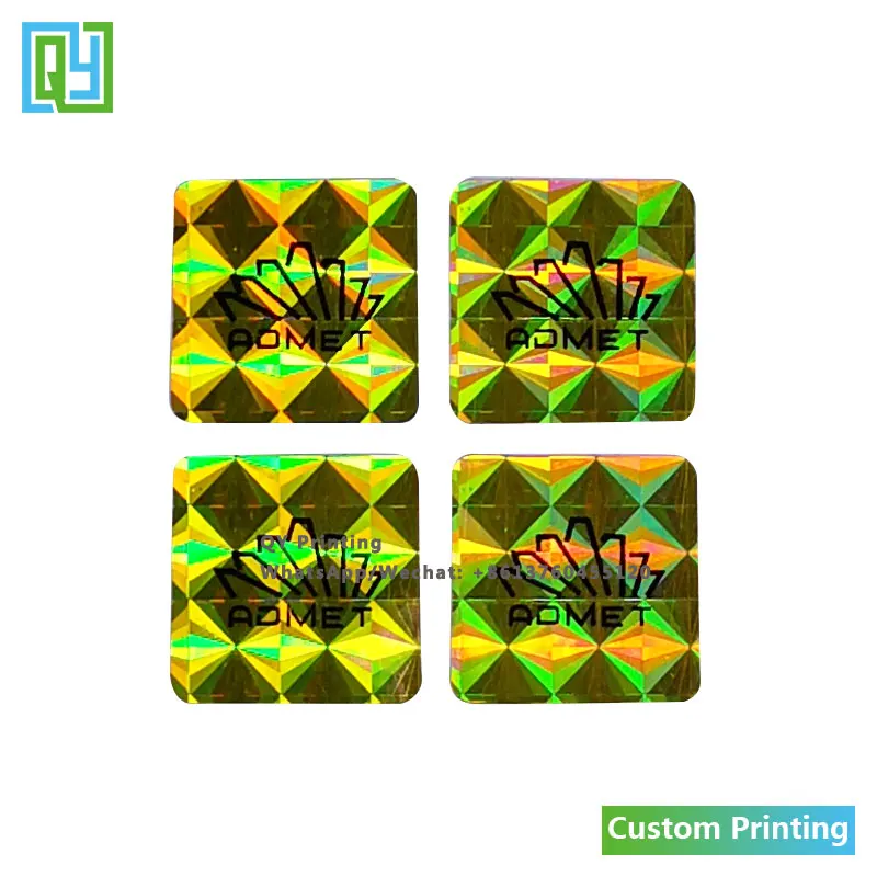 10000pcs 16x16mm 무료 배송 사용자 정의 인쇄 골드 레이저 호 일 물개 3D 황금 인쇄 보안 포장 브랜드 이름 로고 레이블