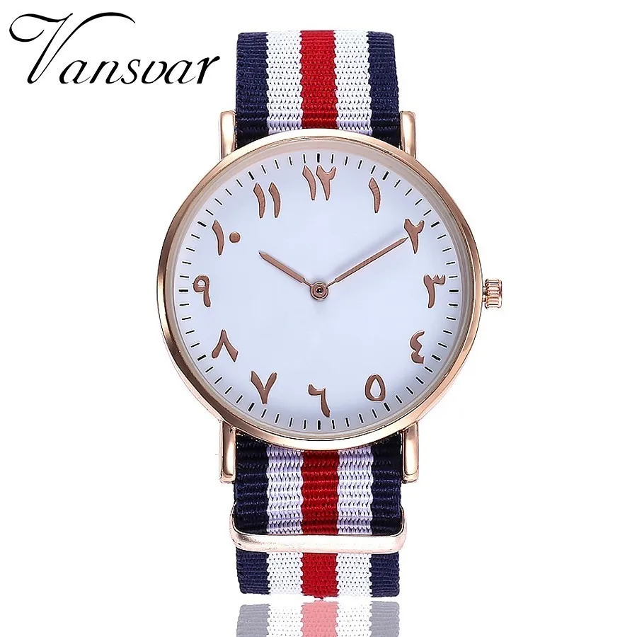 

Vansvar Brand Luxury Women Men Nylon Strap Arabic Numbers Watch Quartz Watch Gift Clock Relojes Mujer Montre Femme Dropshipping