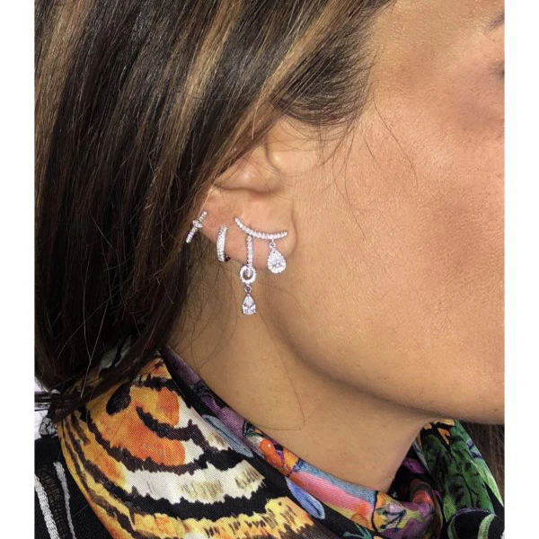 

CUTE rainbow cz jewelry design teardrop bar earring fashion elegance multi color stone drop dangle wedding fashion earrings gift
