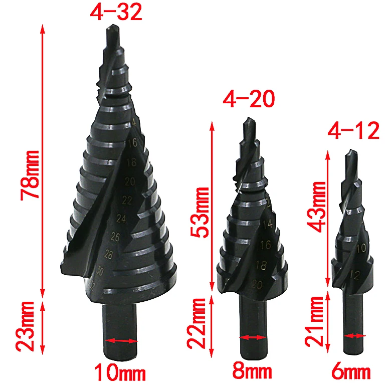 Ступенчатое конусное сверло для металла, дерева, кобальта, титана, коническое твердосплавное сверло, перфоратор, дырокол, инструмент