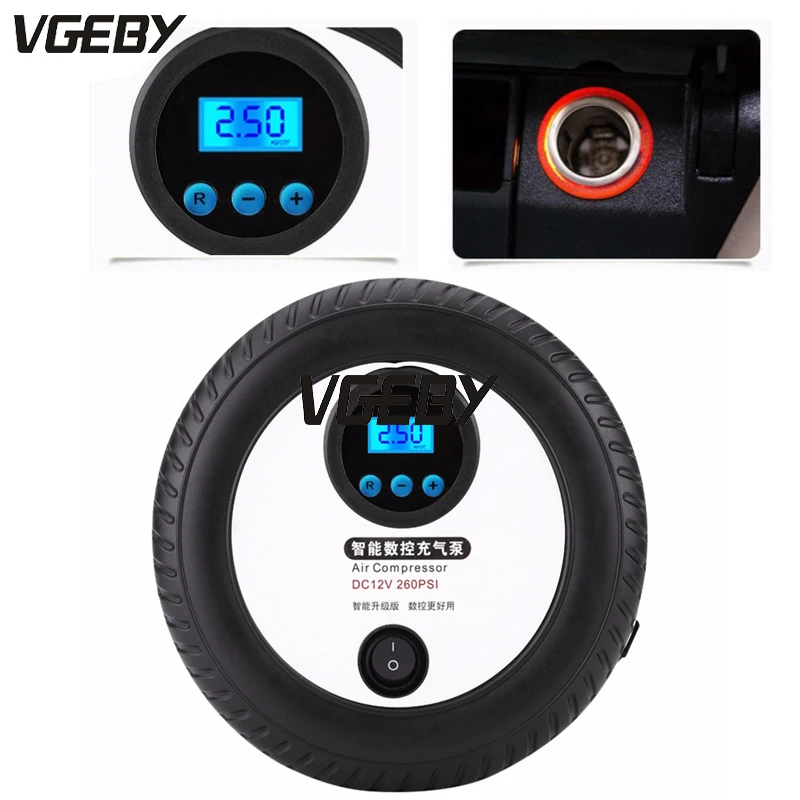 За рубежом насос для накачки автомобильных шин VGEBY 12 В цифровой портативный