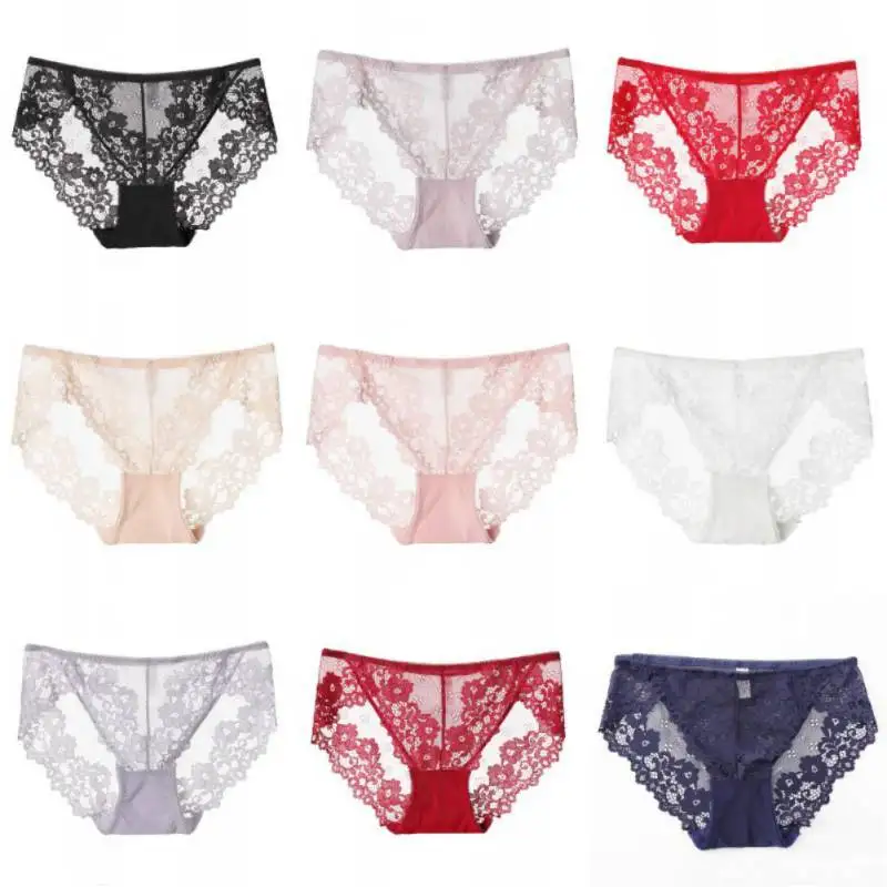 WJ Sexy Lace Panties Women Low Waist Cute Fashion Cozy Lingerie Tempting Pretty Briefs High Quality Cotton Women Underwear