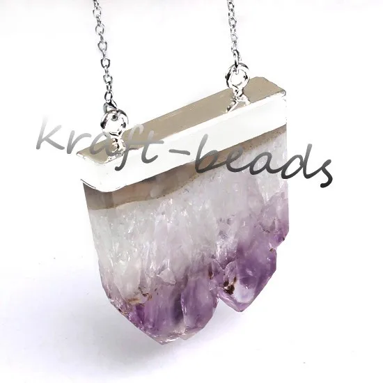 Natural Gnergy Gemstone~ Double Buckle Irregular Shape Pendant Natural Purple Amethysts Quartz Stone Necklace Fashion Jewelry 10 AA00409002305b