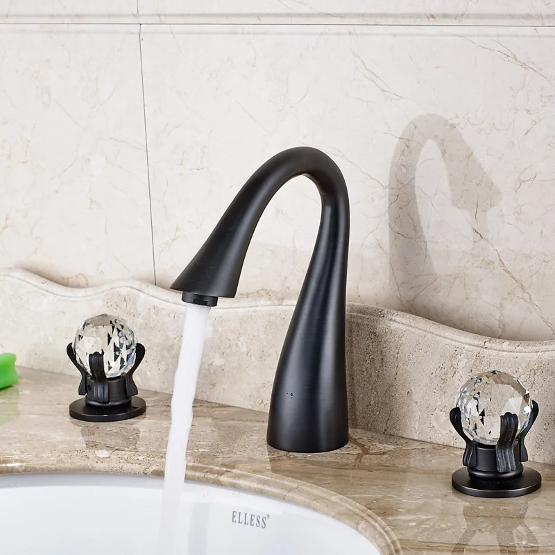 New Fashion Bathroom Basin Sink Faucet Two Handles Mixer Tap Deck Mounted 3 Hole