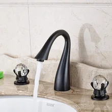 New Fashion Bathroom Basin Sink Faucet Two Handles Mixer Tap Deck Mounted 3 Hole