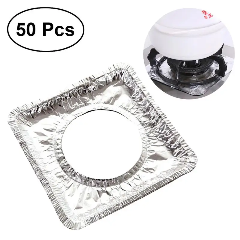 Buy 50pcs Thickened Aluminum Foil Square Stove Burner