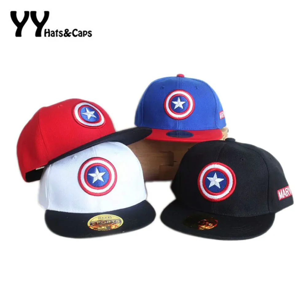 Весна Лето Snapback Кепка s дети бейсбольная кепка Marvel Мстители Капитан Америка Регулируемая косточка Snapback Кепка