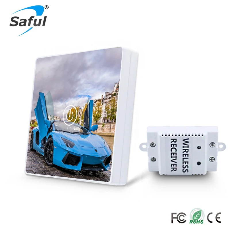 

Saful Remote Wireless Touch Switch DIY Painting Touch Screen Wall Switch 1 Gang 1 Way Crystal Glass Switch