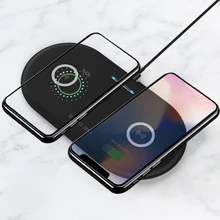5 Вт двойное сиденье Qi Беспроводное зарядное устройство для IPhone X XS Max Xr samsung S9 S8 Note 8 9 умная Беспроводная зарядная панель