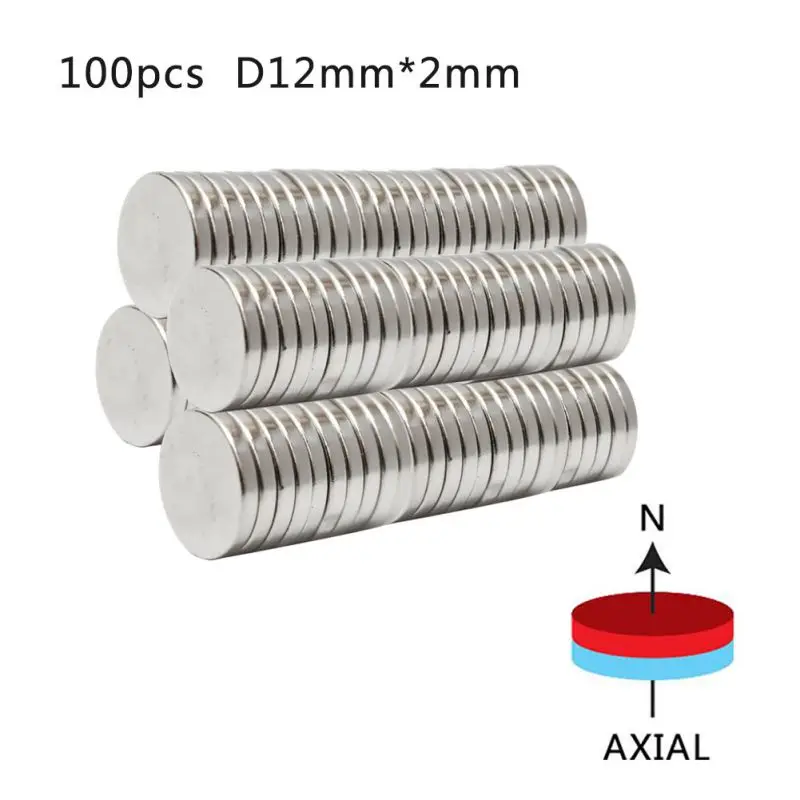 100 шт. 12x2 неодимовый магнит постоянных N35 12x2 мм Неодимовый Супер мощная магнитная магниты небольшой круглый диск Py