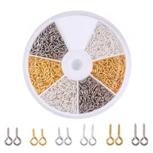 1 Box Iron Screw Eye Pin Bail Pinch Bails Peg Half Drilled Beads Pendants Charm Clasps Accessories