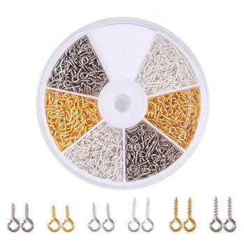 

Approx 700pcs/box 10x4x1mm 8x4x1mm Iron Screw Eye Pin Bail Pinch Bails Peg Half Drilled Beads Pendants Charm Clasps Accessories