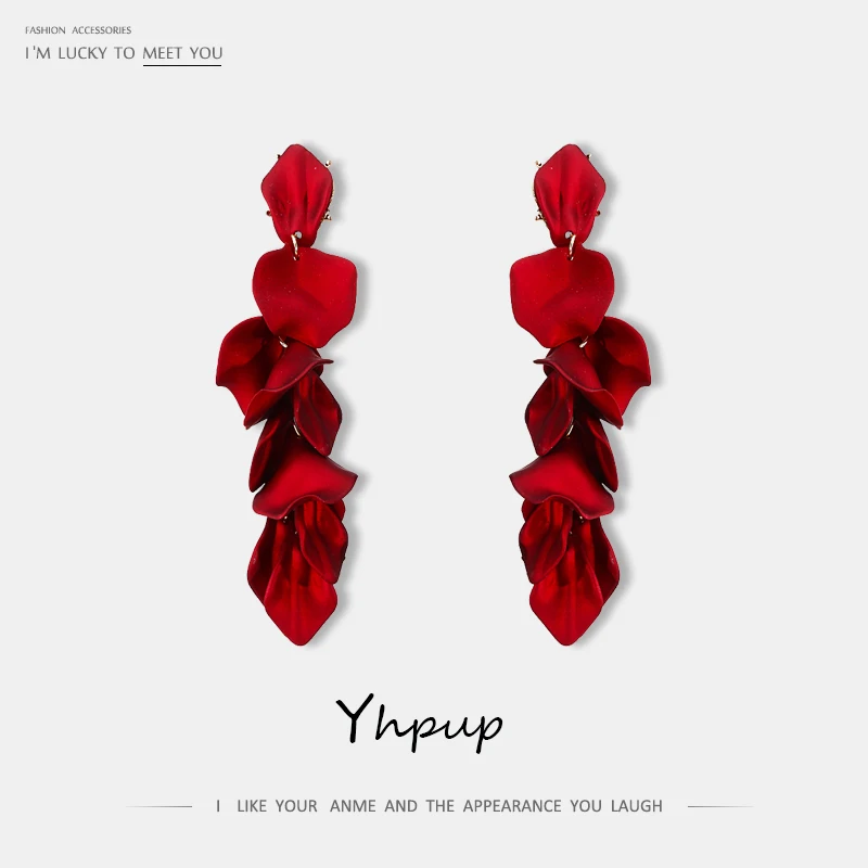 

Yhpup New Fashion Brand Acrylic Long Petal Dangle Drop Earrings Exquisite High Quality Earrings For Female Party Wedding Jewelry