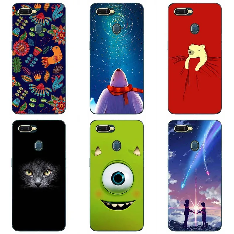 

Colorful Painted Soft Silicone Cases For OPPO AX7(A7 2018) Cartoon Animal Phone Cases Covers Soft TPU Flower Cover Coque