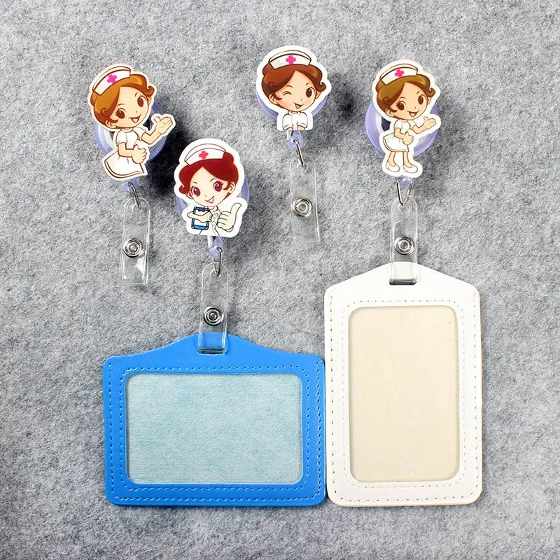 

Beautiful Nurse Badge Scroll Nurse Girl Reel Cute Scalable Nurse Exhibition Hospital Wome Entrance Guard Card ID Card Holder