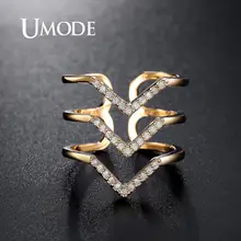 UMODE Золотое волнистое кольцо, обручальные Регулируемые кольца для женщин, циркониевое кольцо, Винтажные Ювелирные изделия, UR0360A