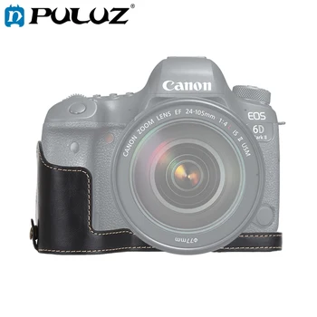 

PULUZ 1/4 inch Thread PU Leather Bottom Opening Version Camera Protective Half Body Case Base for Canon EOS 6D / 6D Mark II