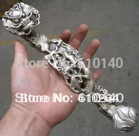 

00004766 Chinese silver dragon RUYI good luck tool Statues