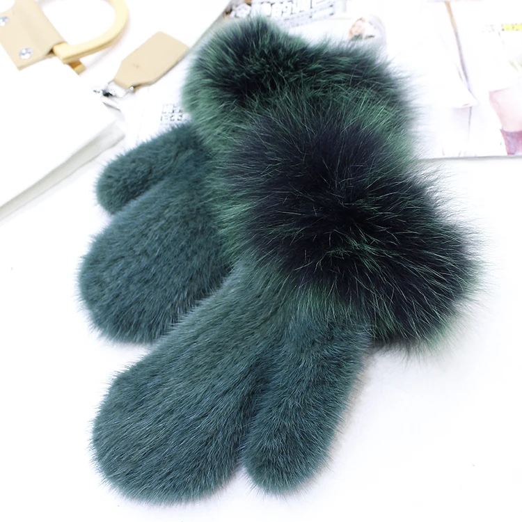 MIARA.L 2018 high quality large fox fur cuff whole skin mink fur weave fur glove female warm mittens for wholesale in Winter