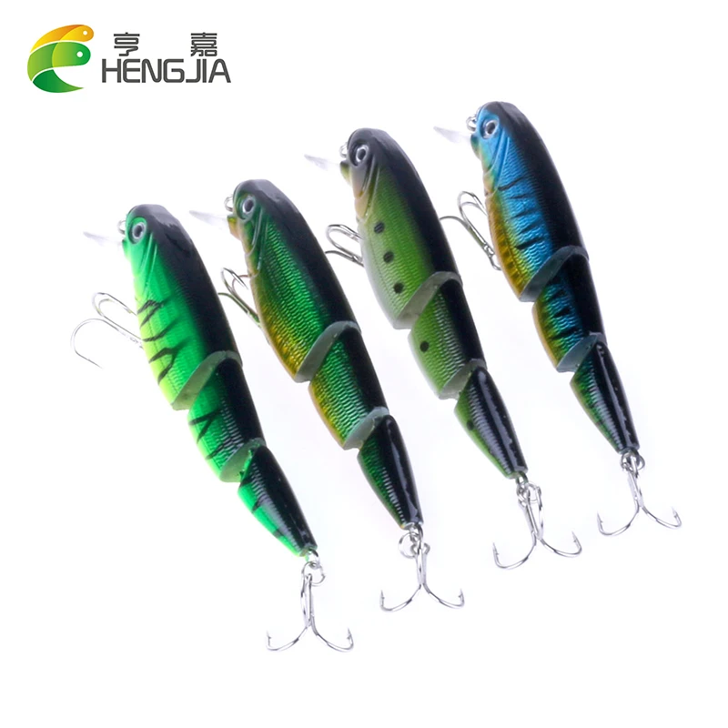 HENGJIA 4pcs 3 jointed lures swimbait fishing lures 105mm 15g Hard Bait Fishing Wobblers in
