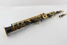 Factory Made YSS-875B the straight soprano saxophone Black Nickel Gold carved pattern black saxophone gold key with mouthpiece