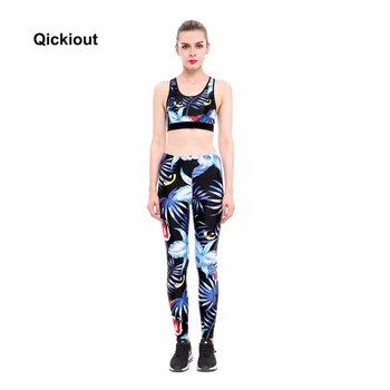 

Qickitout Bra Leggings Set Fitness Casual Specials Quick-drying trousers Women Basic sportswear Long Pants Black Cat Pattern