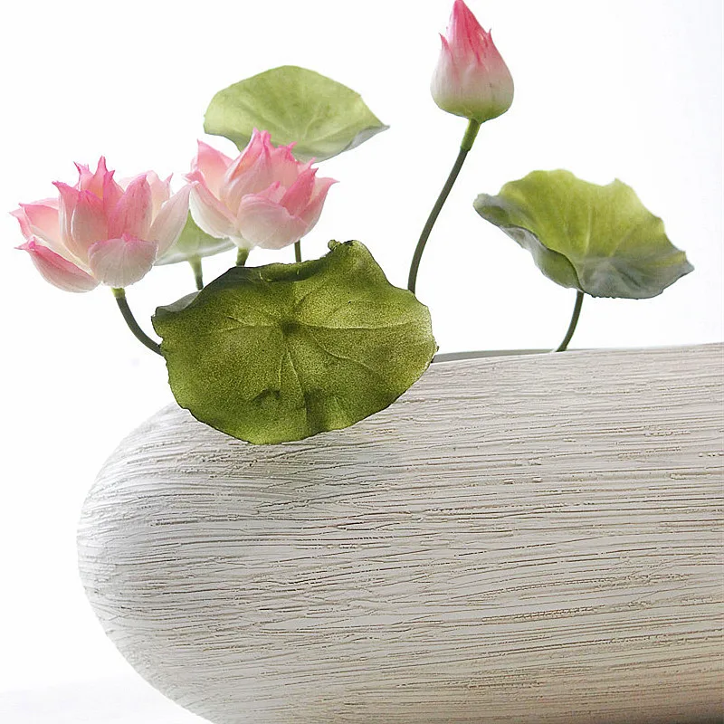 

Silicone lotus artificial flower Green plants decoration for home hotel garden table decor potted / flower arrangement