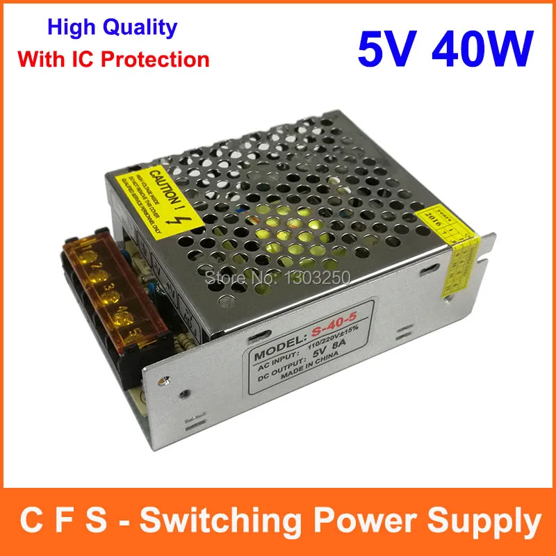 High Quality AC-DC 5V 8A Universal Regulated Switching Power Supply 40W LED Driver DHL Free shipping 50pcs | Обустройство дома