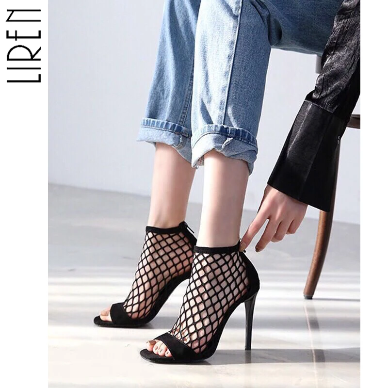 

Liren Gladiator Sandals Women High Heels Party Show Shoes Woman Summer Short Sexy Boots Open Toe Pumps Rome Ankle Booties