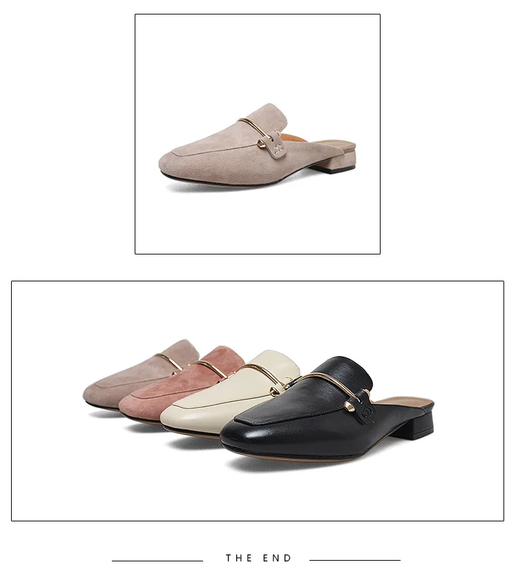 MNIXUAN/Женская обувь высокого качества; туфли-лодочки; туфли без задника с закрытым носком; Новинка года; сезон осень; босоножки из натуральной кожи с квадратным носком на среднем каблуке без каблука
