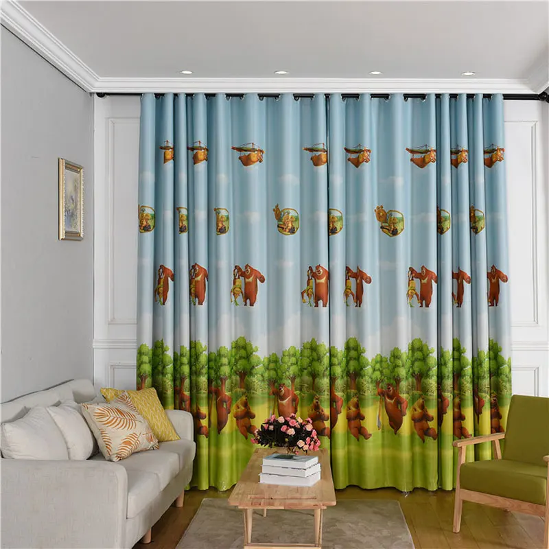 Us 12 8 36 Off Cartoon Bears Blackout Curtains Children S Room Children S Curtains Children S Bedroom Living Room Curtains And Tulle In