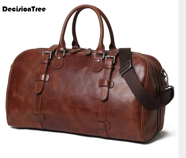 Vintage Genuine Leather extra large weekend Duffel Bags Large Capacity...