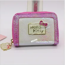 2016 News Cartoon credit card holder hello kitty cute women passport cover High quality PU pink and white cat zipper wallet