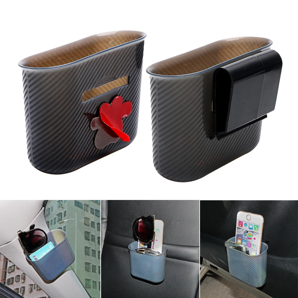 

Car Storage Box Organizer Phone holder Multifunction Garbage Mesh Card Phone Charger Cradle Door Side Hanging Pocket Trash Bin