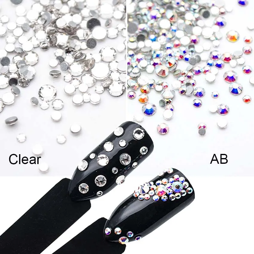 

SS3~SS10 Mix Size Rhinestones 3D Crystal AB Clear Non Hotfix Flatback Rhinestones For Nails 3D Nail Art Decoration MJZ00280