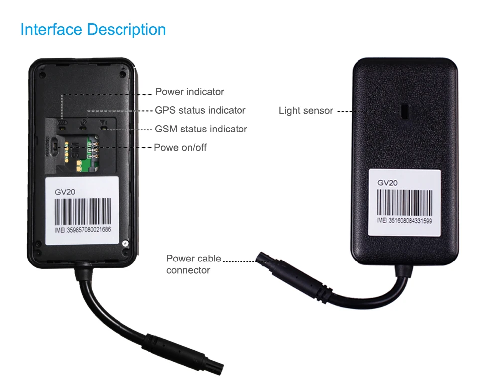 mini gps tracker GPS +AGPS + LBS tracker GV20 ACC detects power failure instant alerts with box gps locator